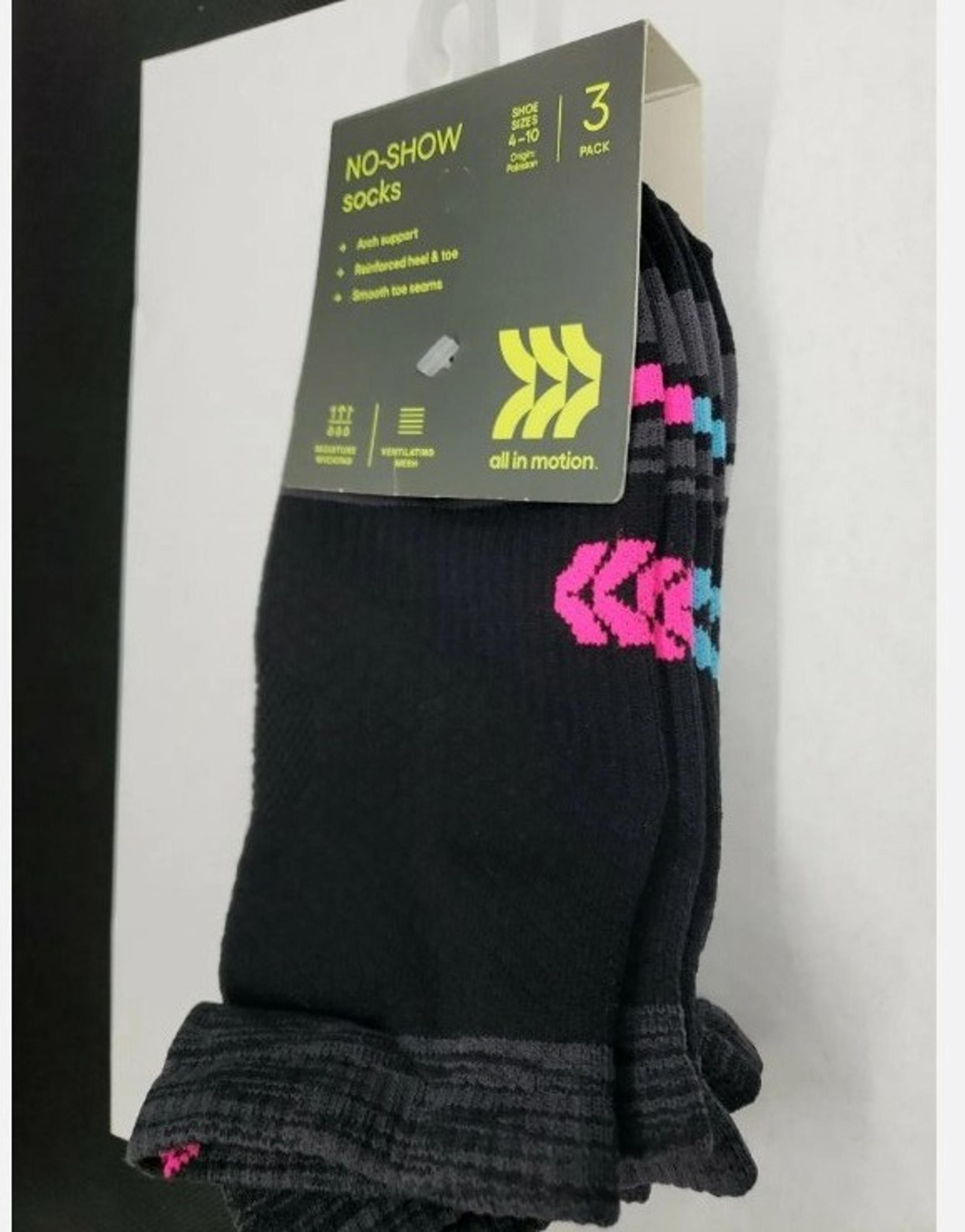 NWT 3 Pair Women's Moisture Wicking No-Show Socks Size 4-10 - All In Motion