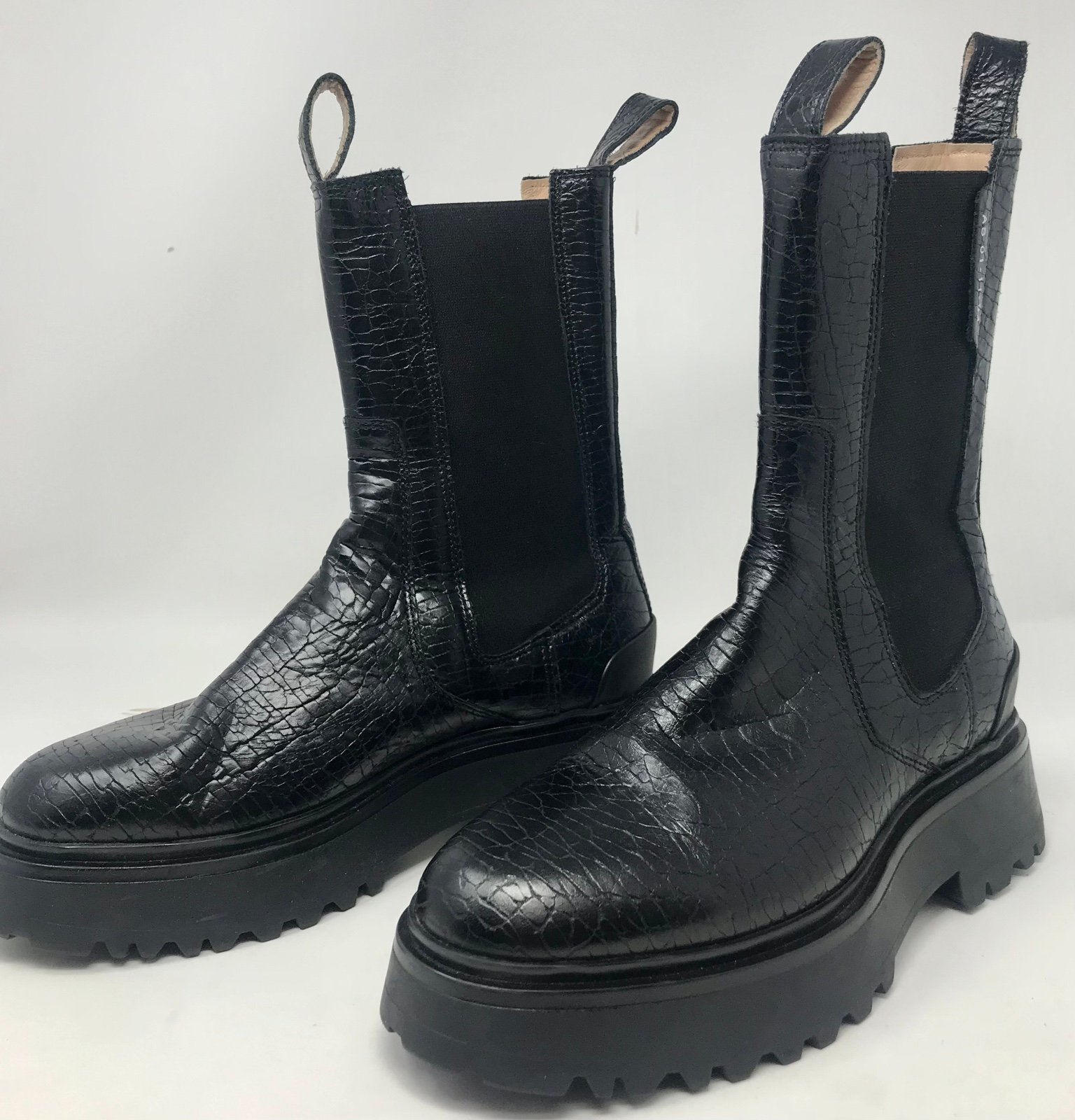 AllSaints Women's Amber Snake Embossed Pull On Chelsea Boots - Size 38