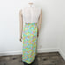 Vintage 60s 70s Size Medium M Cream Mock Neck Groovy Floral Print Bow Maxi Dress