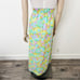 Vintage 60s 70s Size Medium M Cream Mock Neck Groovy Floral Print Bow Maxi Dress