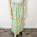 Vintage 60s 70s Size Medium M Cream Mock Neck Groovy Floral Print Bow Maxi Dress