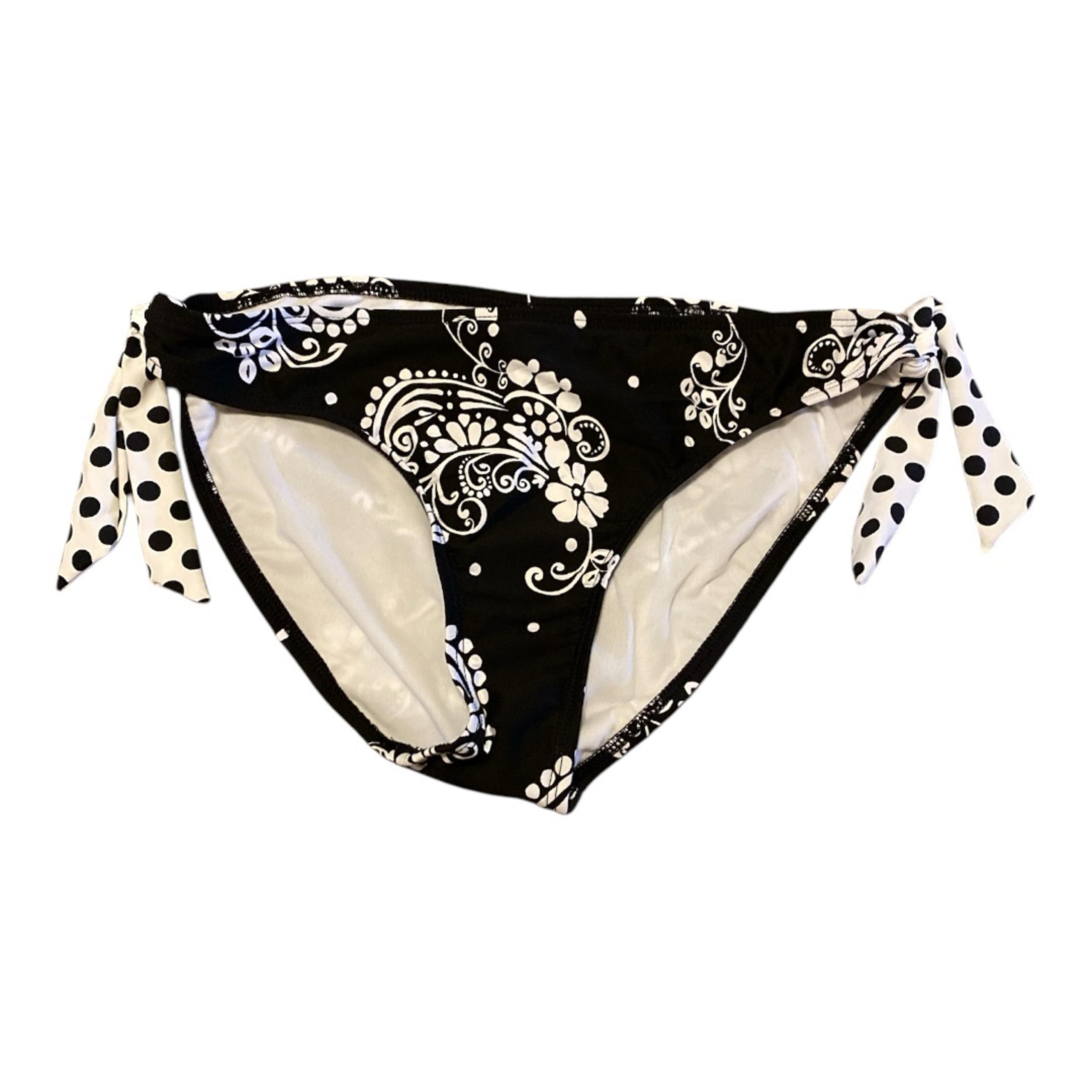 Athena Black and White Bikini Bottom with Paisley and Polka Dots