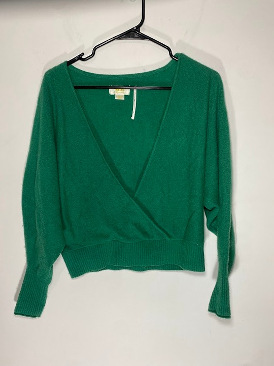 Maeve Anthropologie Green 100% Cashmere Deep V Sweater