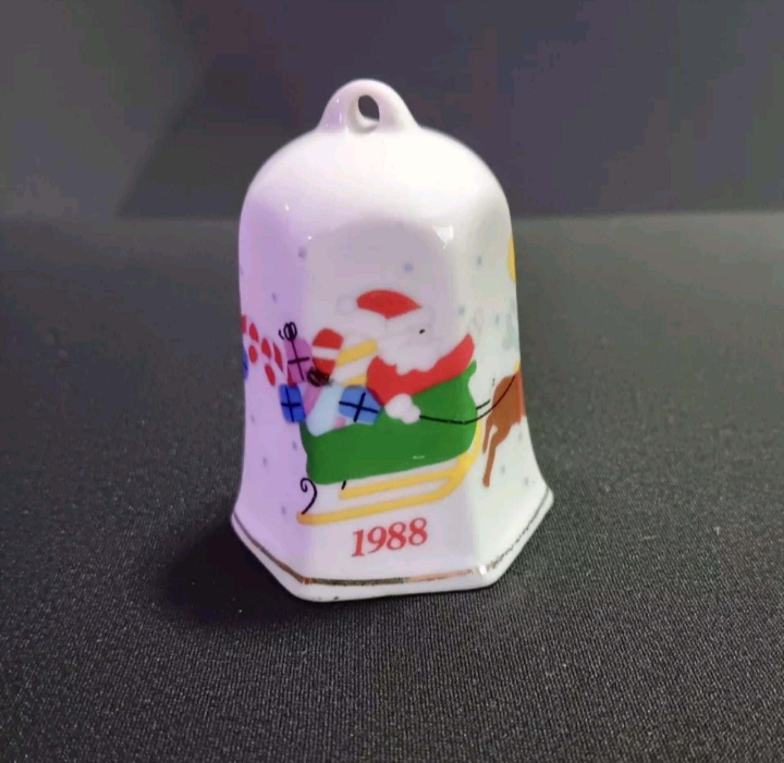 LVC 1988 Bell Partridge Beautiful Vintage & Santa Christmas Tree Ornament