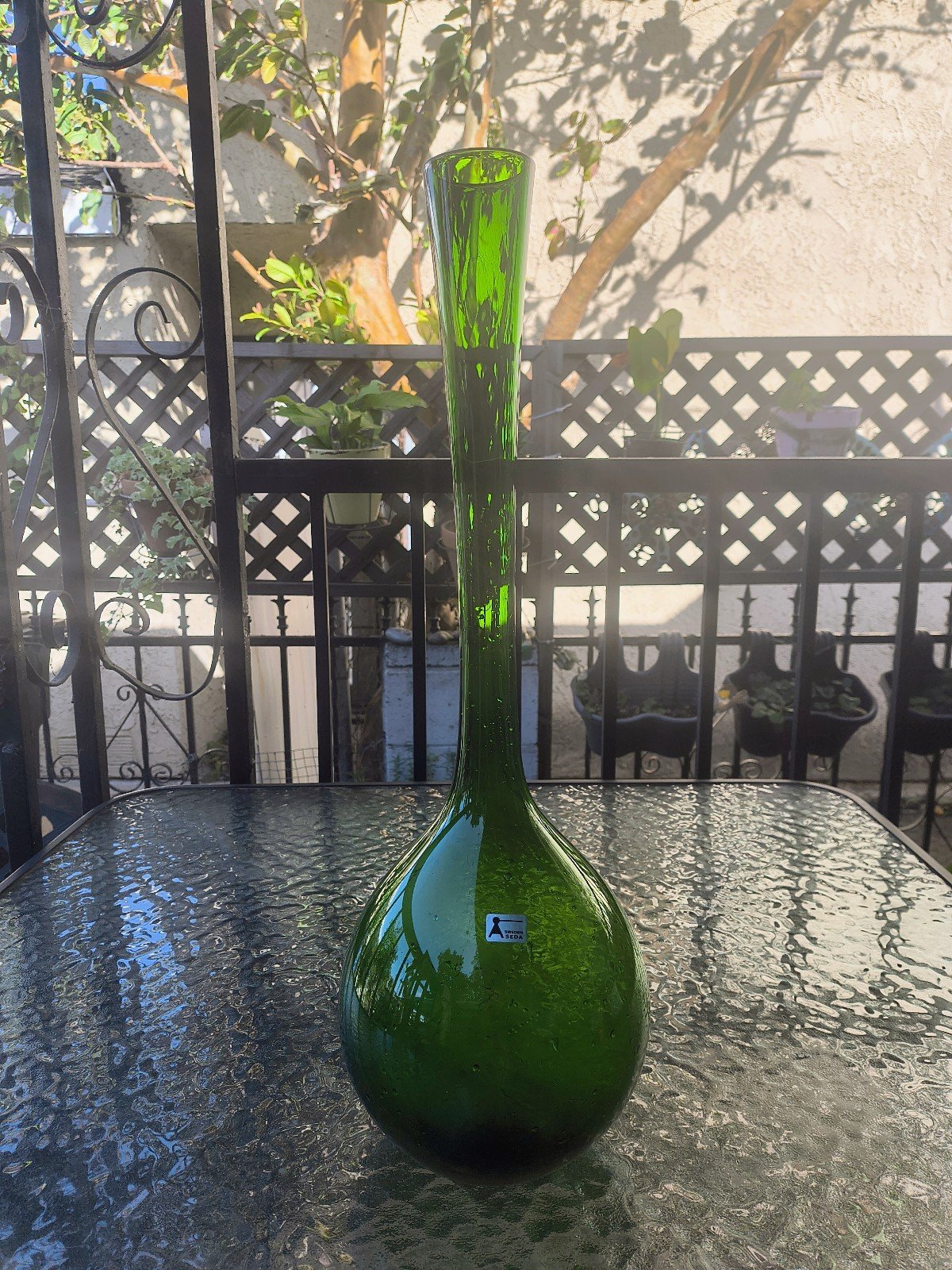 19 5/8 Mid-Century Arthur Percy Gullaskruf Sweden Glass Bulb Form Vase Aseda