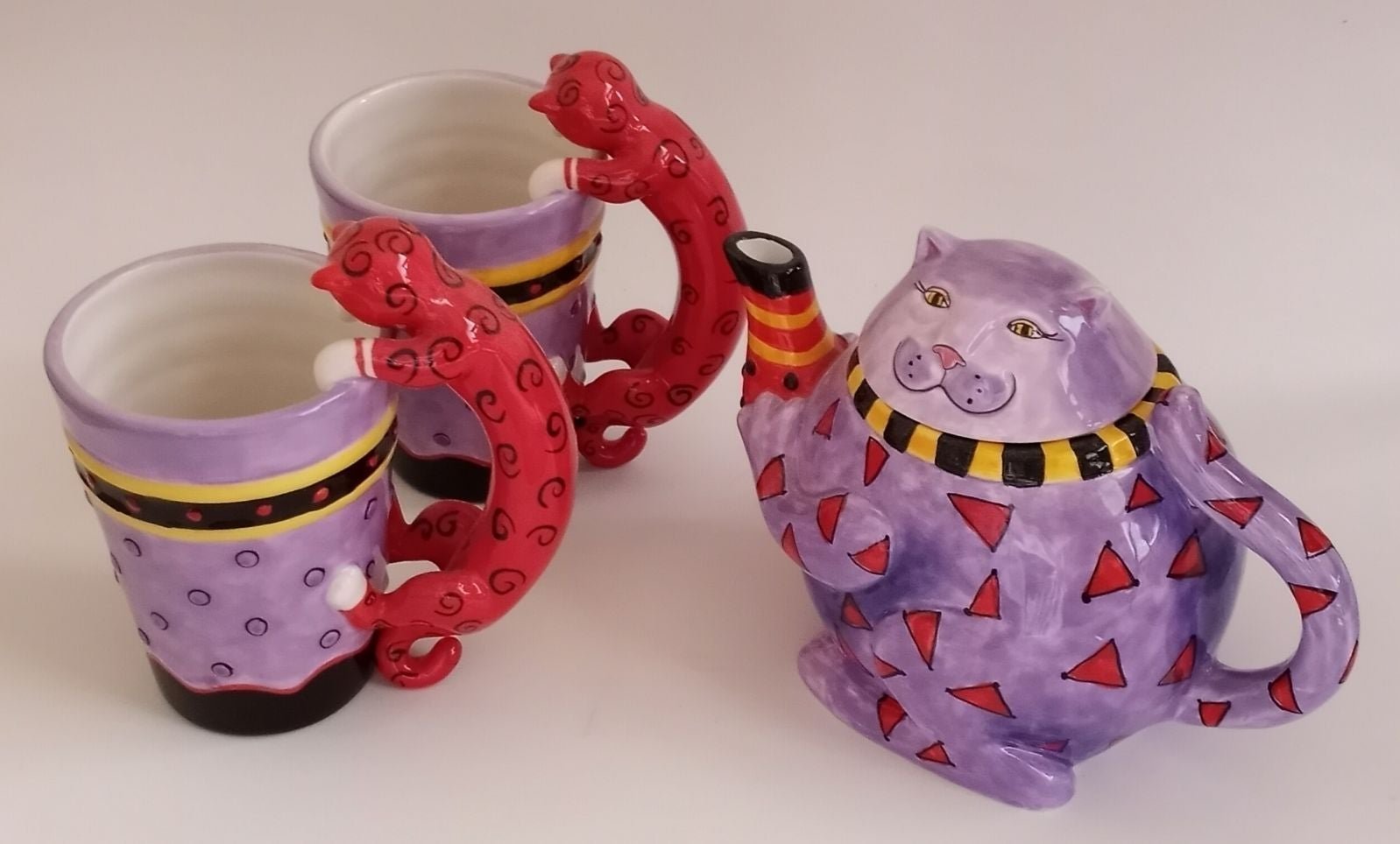 Teapot with Mugs Set Cat Theme