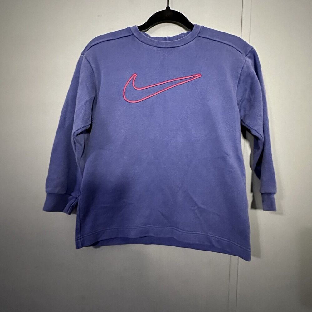Vintage Nike Big Swoosh Embroidered Sun Faded Crewneck Sweatshirt YOUTH Small 8