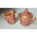 Imperial Carnival Glass Creamer & Sugar Bowl Marigold Lustre Rose Ruffled Rim