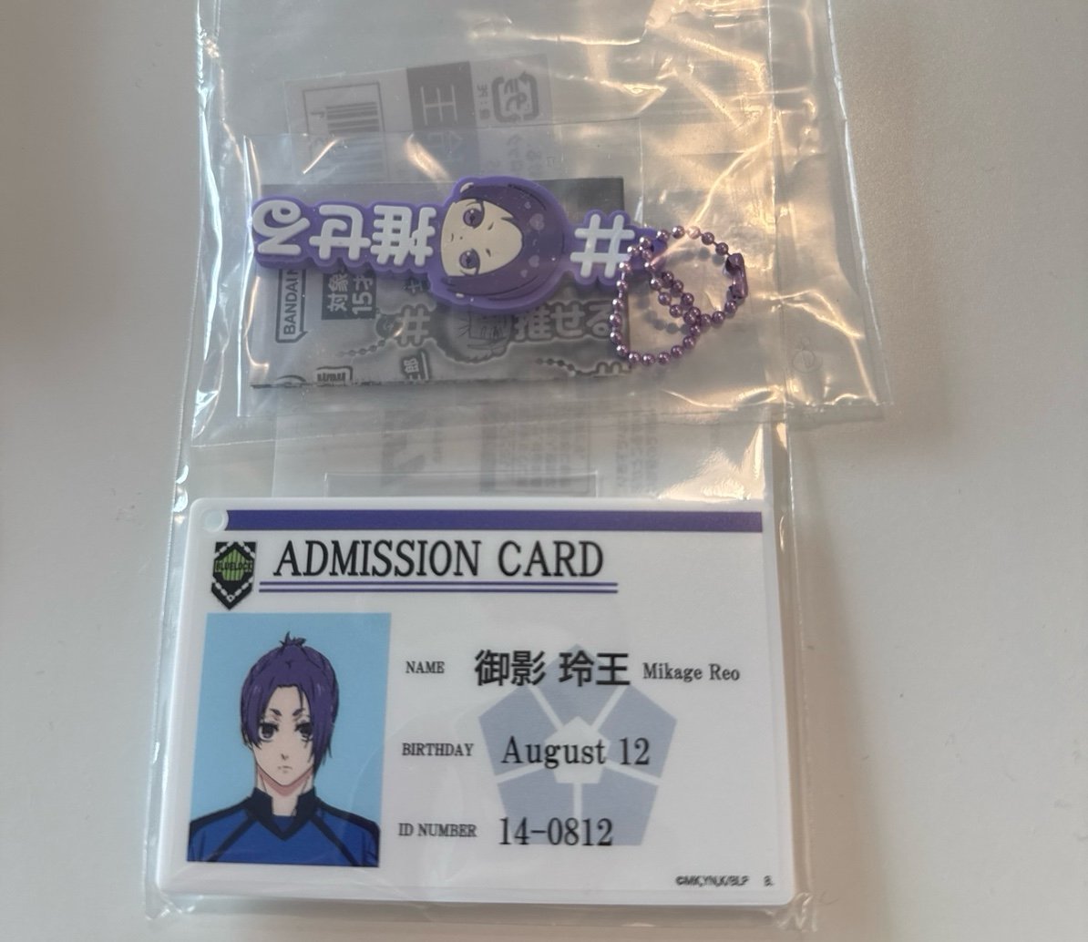 Blue Lock Season 2 Mikage Reo Namecard and Rubber Keychains Set