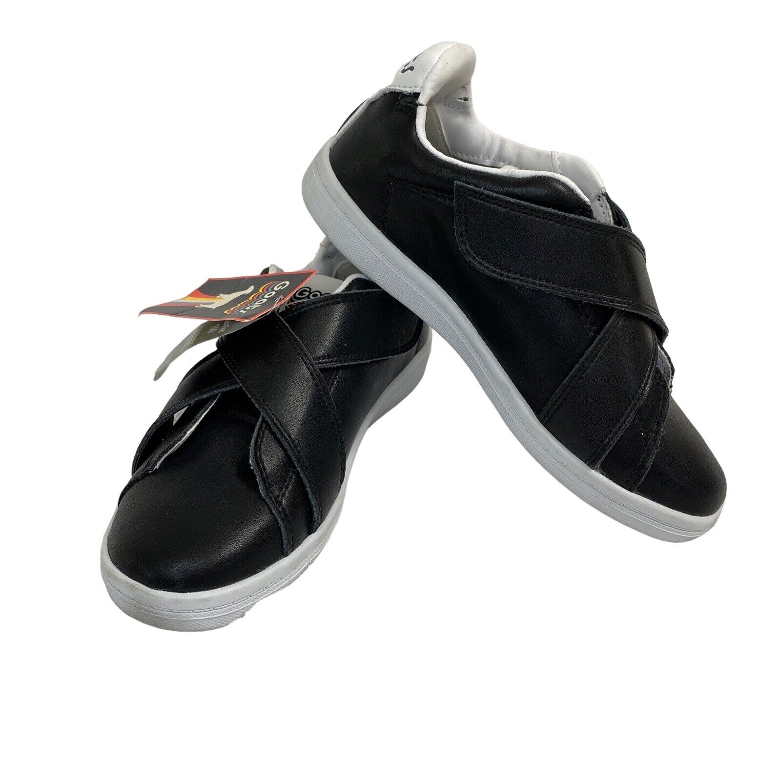 GOATS Kids Black Leather Low Crossover Hook-and-loop Sneakers Size 1 Unisex