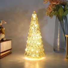 Table Top Christmas Tree Decorations with Fairy Lights,Gold Mercury Glass Finish