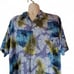 Tommy Bahama Hawaiian Shirt Aloha Palm Leaves print blue