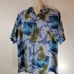 Tommy Bahama Hawaiian Shirt Aloha Palm Leaves print blue