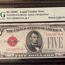 1928c 5 red seal pmg63
