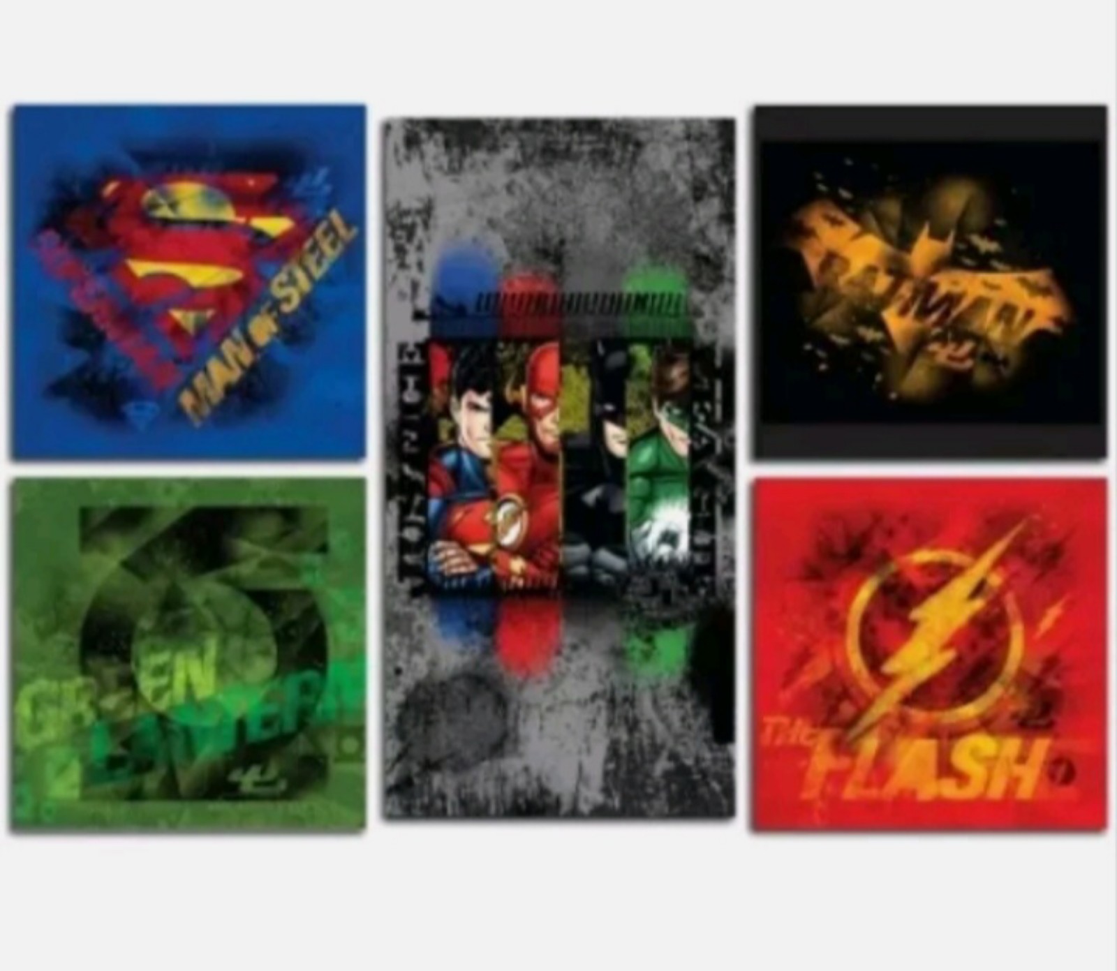 5pc Justice League Canvas Wall Art Superman Batman Green Lantern Flash