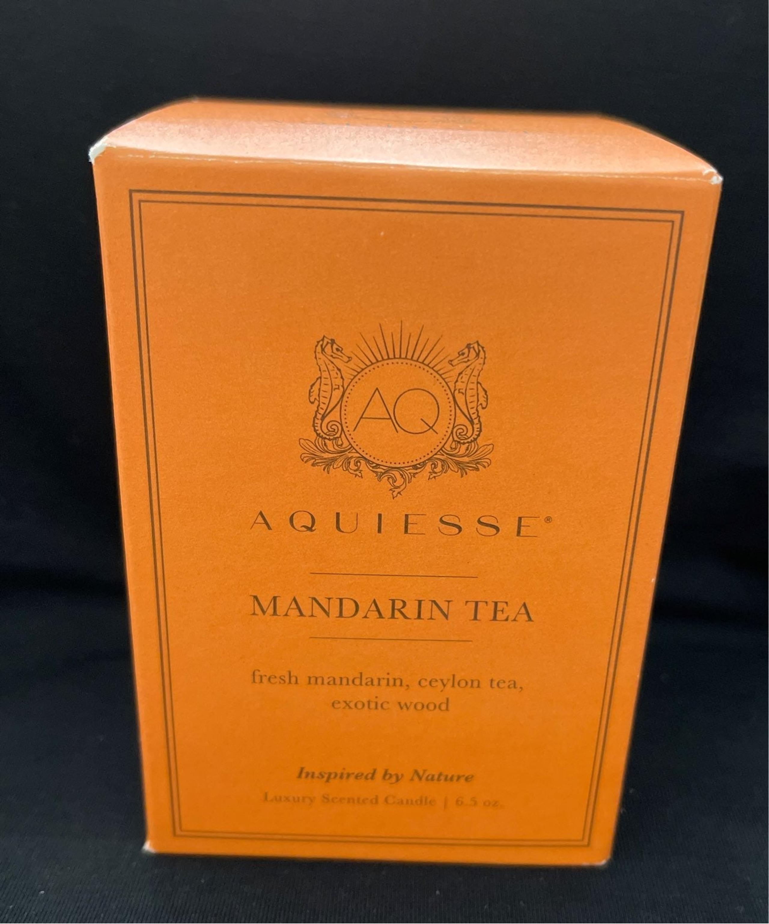 AQUISSE MANDARIN TEA Luxury Scented Soy Candle 6.5oz NEW NIB! Hand Poured Califo