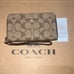 NWT COACH Medium Zip Wallet 57468 Signature Coated Canvas Khaki Saddle 2