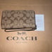 NWT COACH Medium Zip Wallet 57468 Signature Coated Canvas Khaki Saddle 2