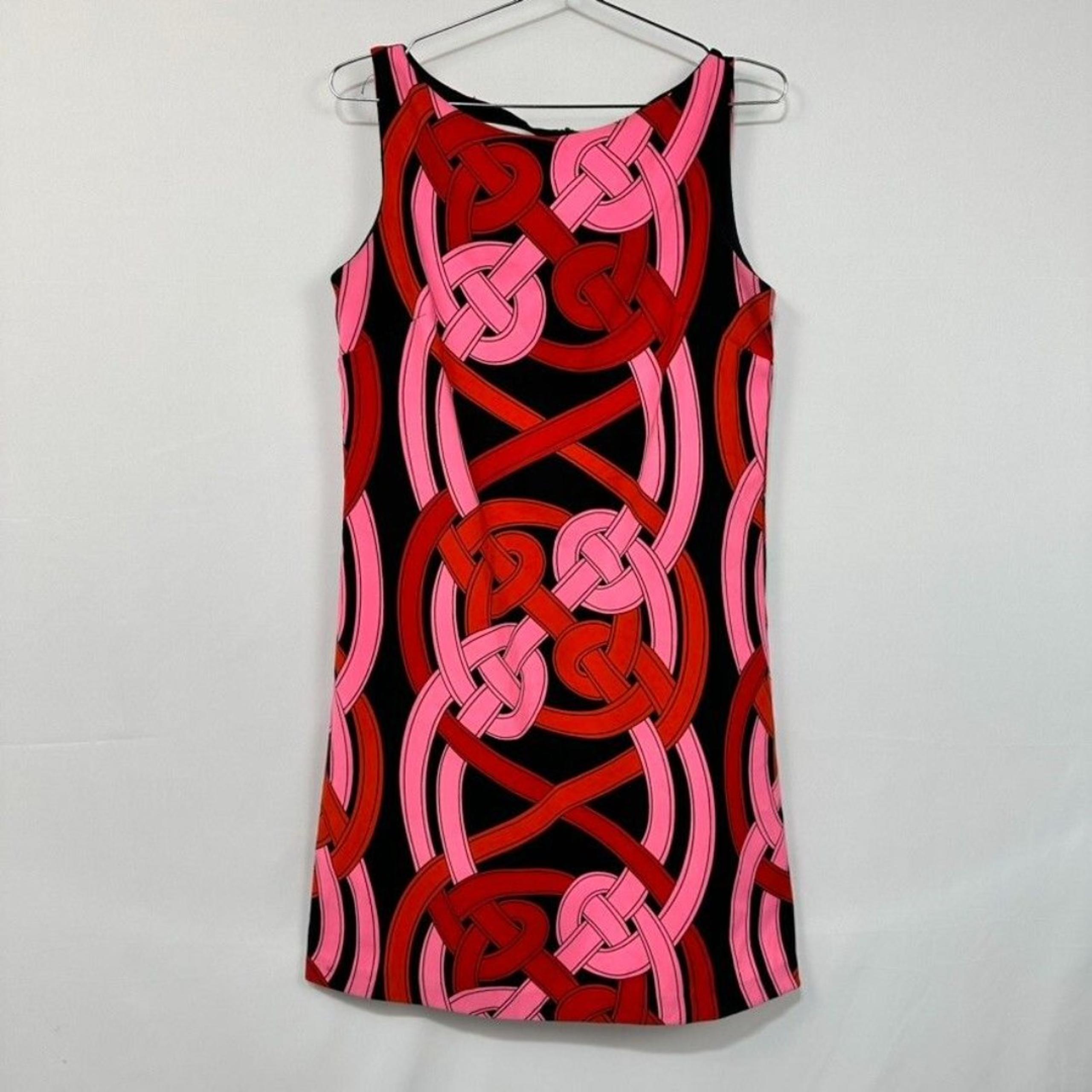 London Times Black/Red/Pink Sheath Celtic Knot Dress Women's Size 8