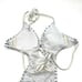 Ralph Lauren Cut Out One Piece Swim Suit White Blue