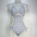 Ralph Lauren Cut Out One Piece Swim Suit White Blue