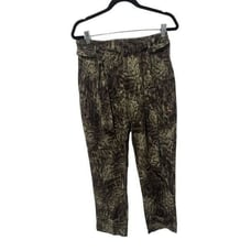 Good American Animal Print High Waist Barrel Capri Pants Jungle Green Size 6/28