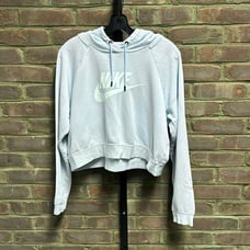 NIKE Club Blue Fleece Oversized Cropped Hoodie Size Large