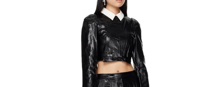 Sold out SHUSHU/TONG faux leather cropped jacket with removable collar