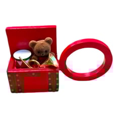 Vintage Napkin Rings Holders Set Of 6 Red And Green Toy Chest Bear Drum Horn