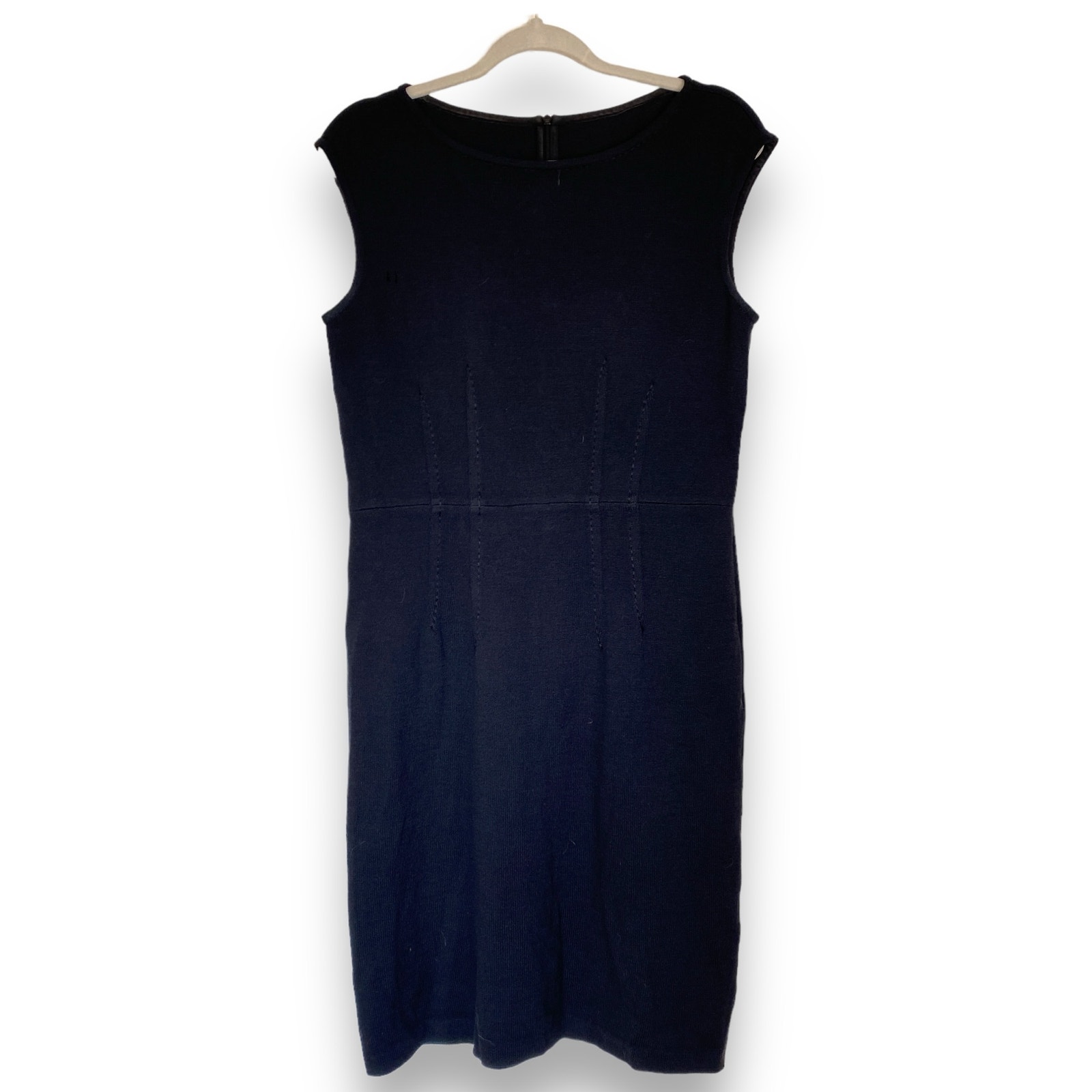 ST JOHN Collection Black Sheath Dress Santana Knit Size 8 Medium Professional