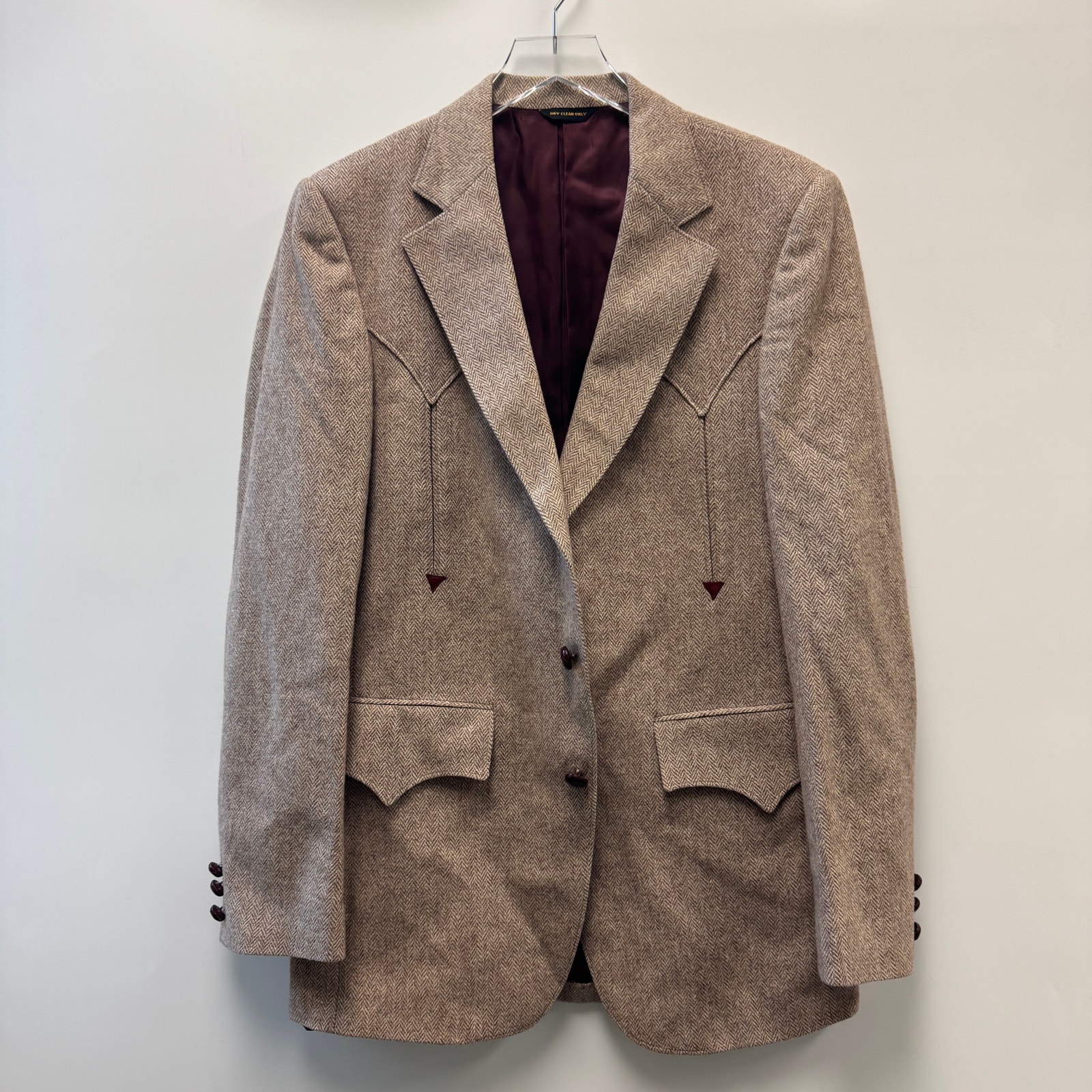 VTG H Bar C Herringbone Wool Western Cowboy Blazer Made in USA