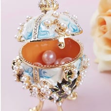 Egg Jewelry Trinket Box Hinged Enamel Ornaments Victorian Style Hand-Painted