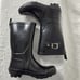 Kamik Rubber Rainboots Kids 4 Black Silver Waterproof Round Toe Mid Calf Warm