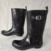 Kamik Rubber Rainboots Kids 4 Black Silver Waterproof Round Toe Mid Calf Warm