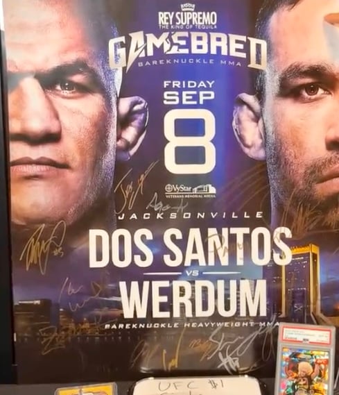 Bare knuckle Junior dos Santos vs Fabrico Werdom Signed By Entire Card Poster!