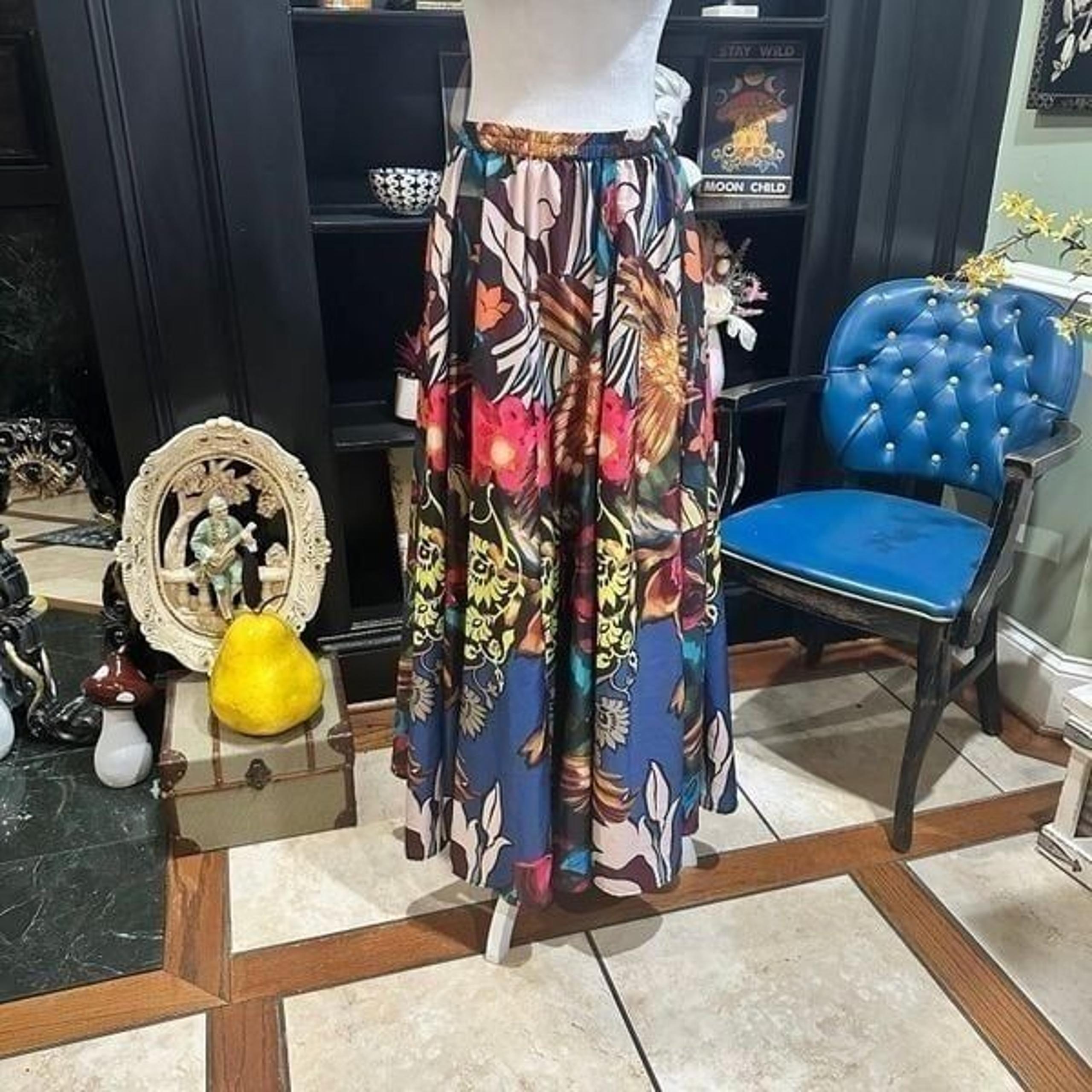 Rachael Zoe Tropical Bird Maxi Skirt Size Small