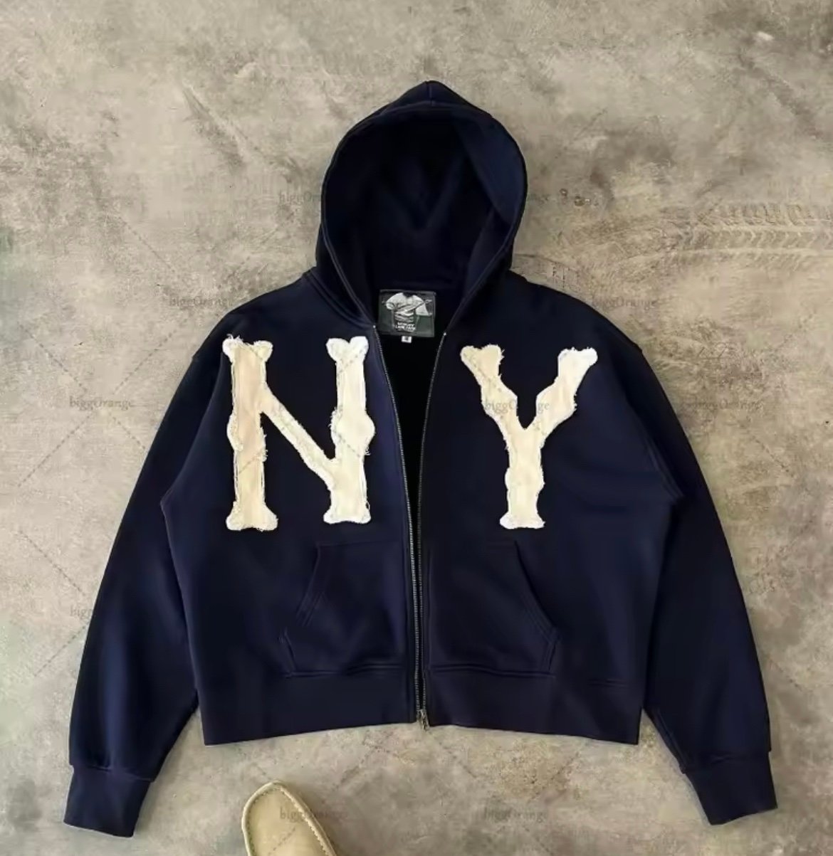 Blue NY Zipup Y2K hoodie