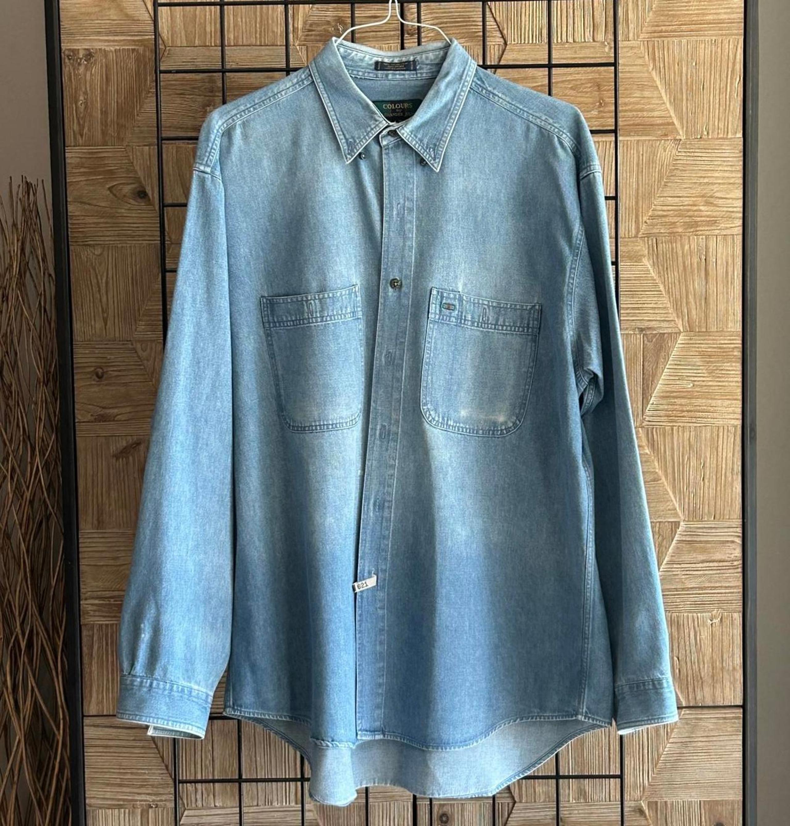 Vintage Alexander Julian Mens Shirt Size Large Denim Button Up Western