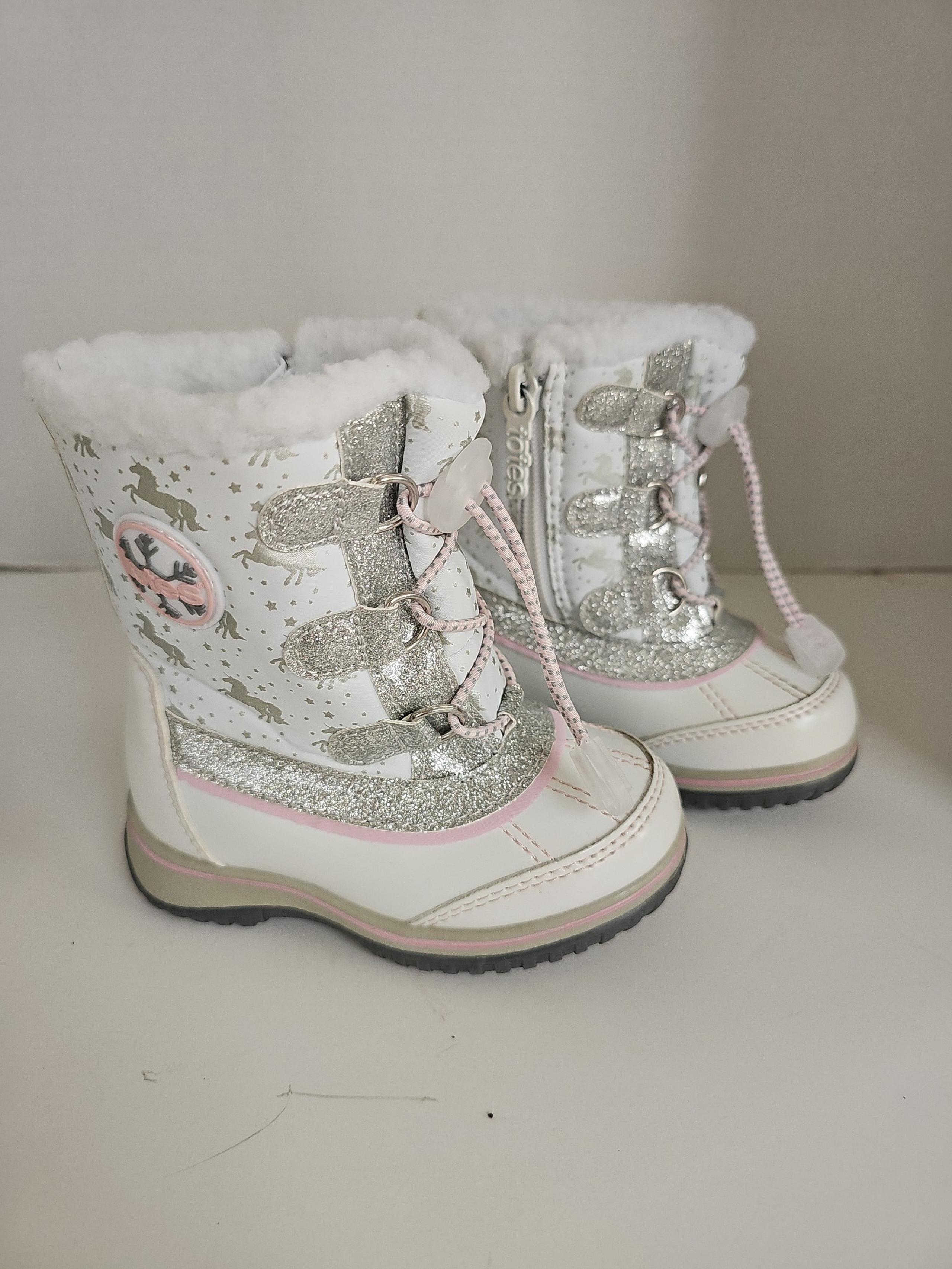 Totes Bamba Toddlers Girls White Unicorn Waterproof Snow Boots