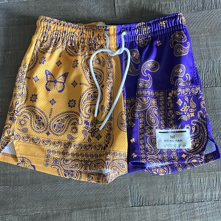 Ryoko Rain Men's Athletic Shorts - Purple and Yellow
