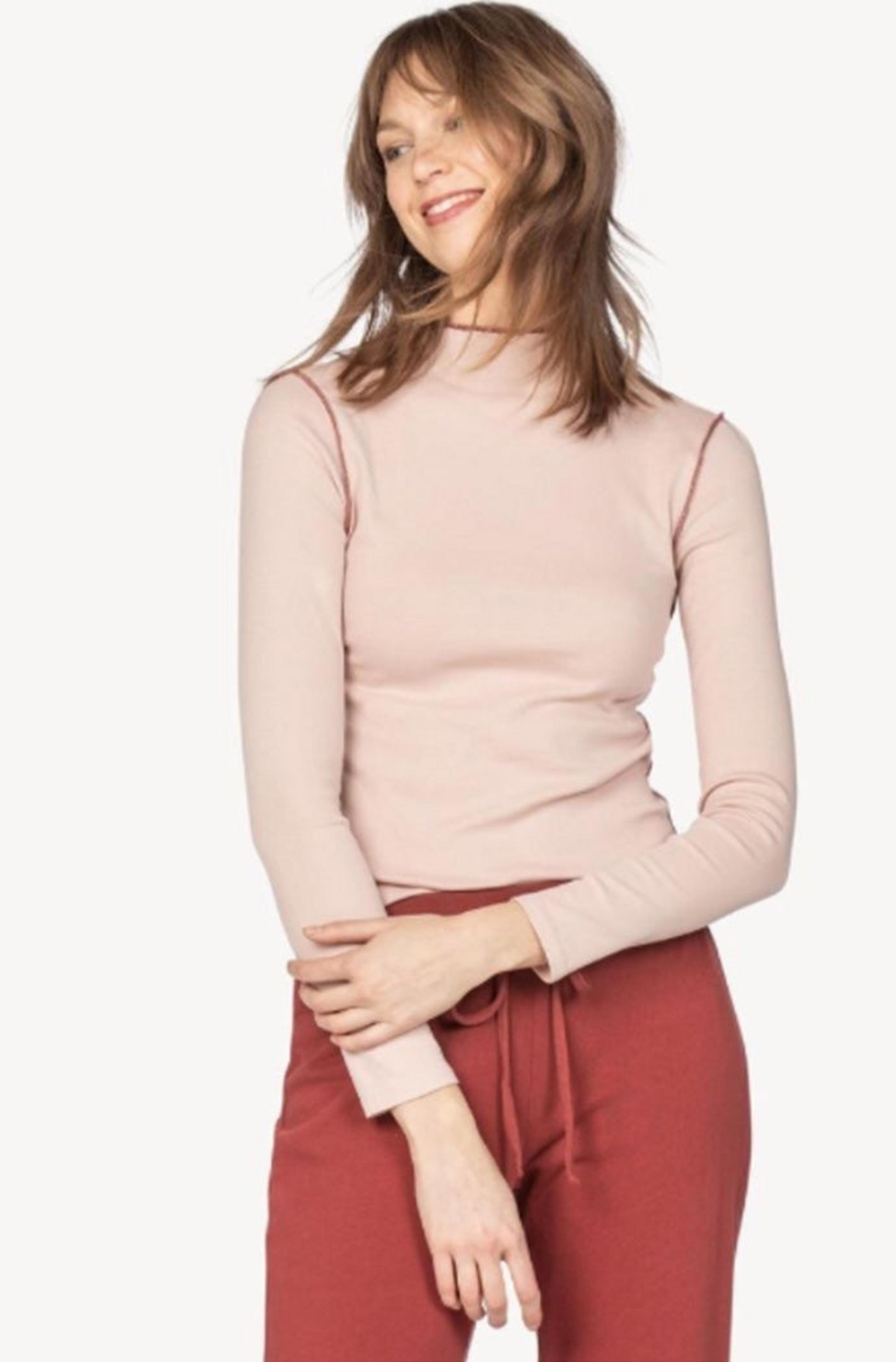 Lilla P Long Sleeve Lettuce Edge Turtleneck Sz. XL Tearose NWT