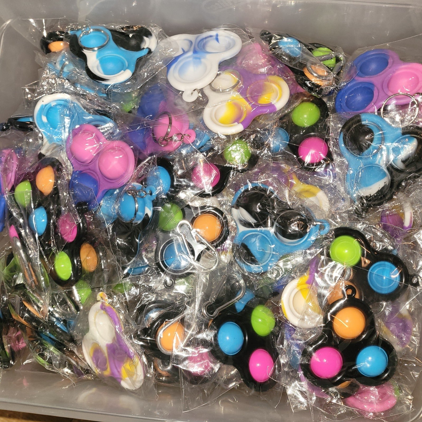 20 Count Triple Simple Dimple Fidget Pop Keychains Bubble Popper Sensory Toys