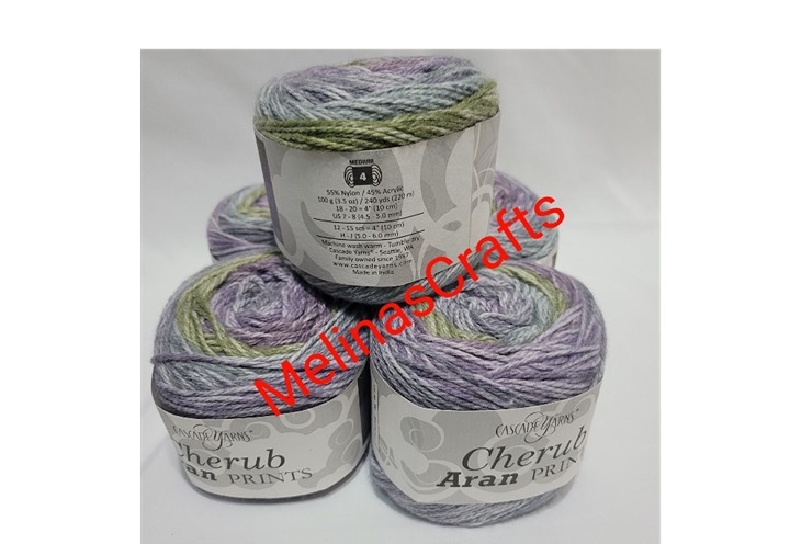 Cascade Cherub Aran Prints Yarn Lot of 5 Cakes Vineyard Soft for Baby Items Gift