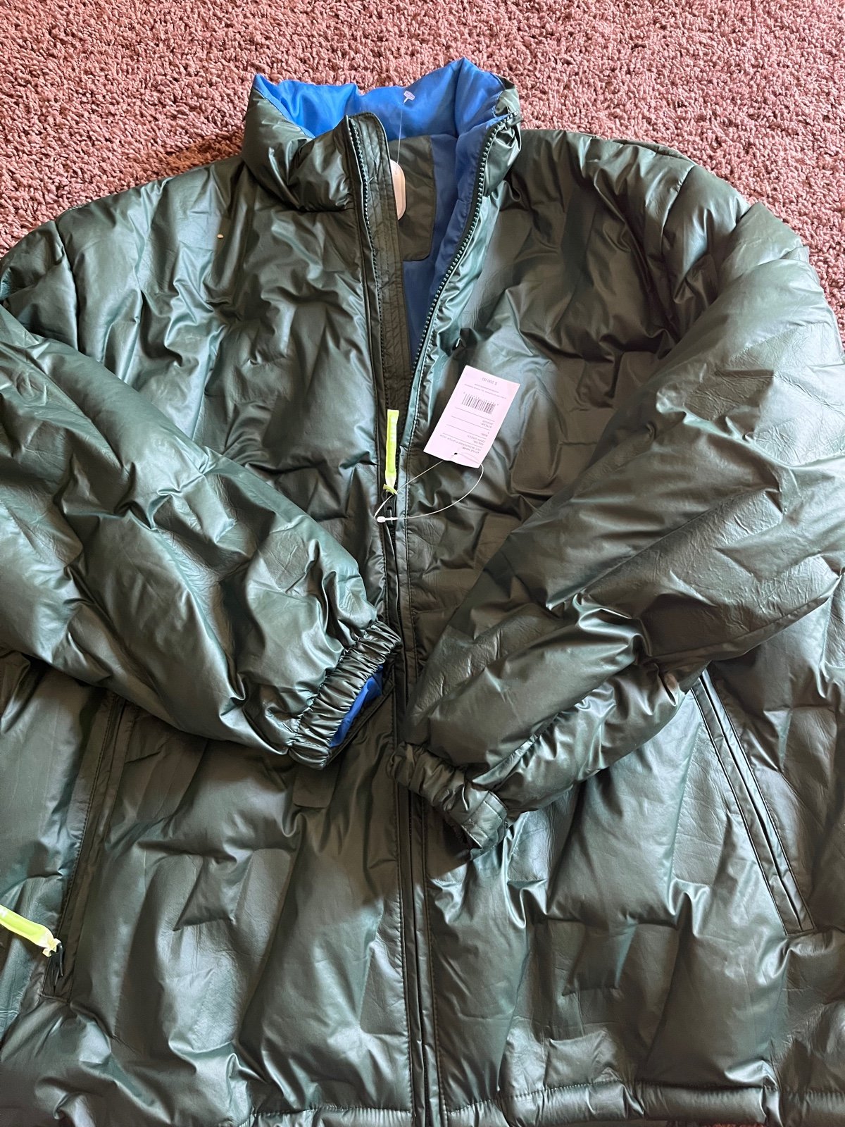 HUF Monogram Green Puffer Jacket Mens