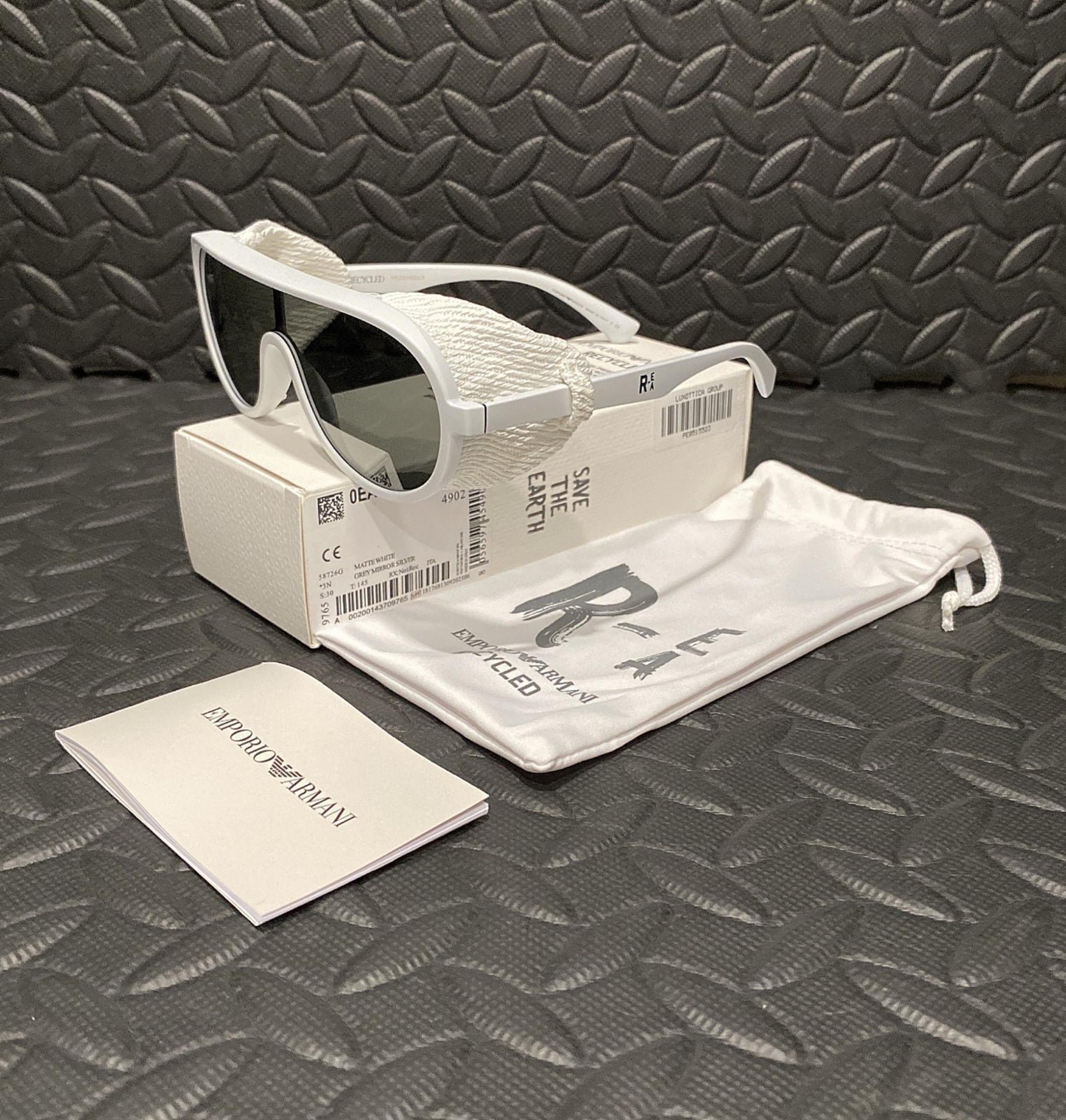New EMPORIO ARMANI EA4166Z 58726G 30mm Matte White Mirrored Sunglasses