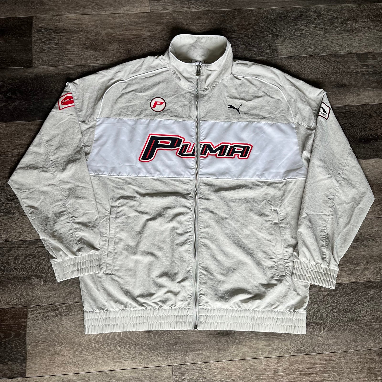 Puma SDS Men’s Relaxed Track Jacket Motorsports Grey White Rare
