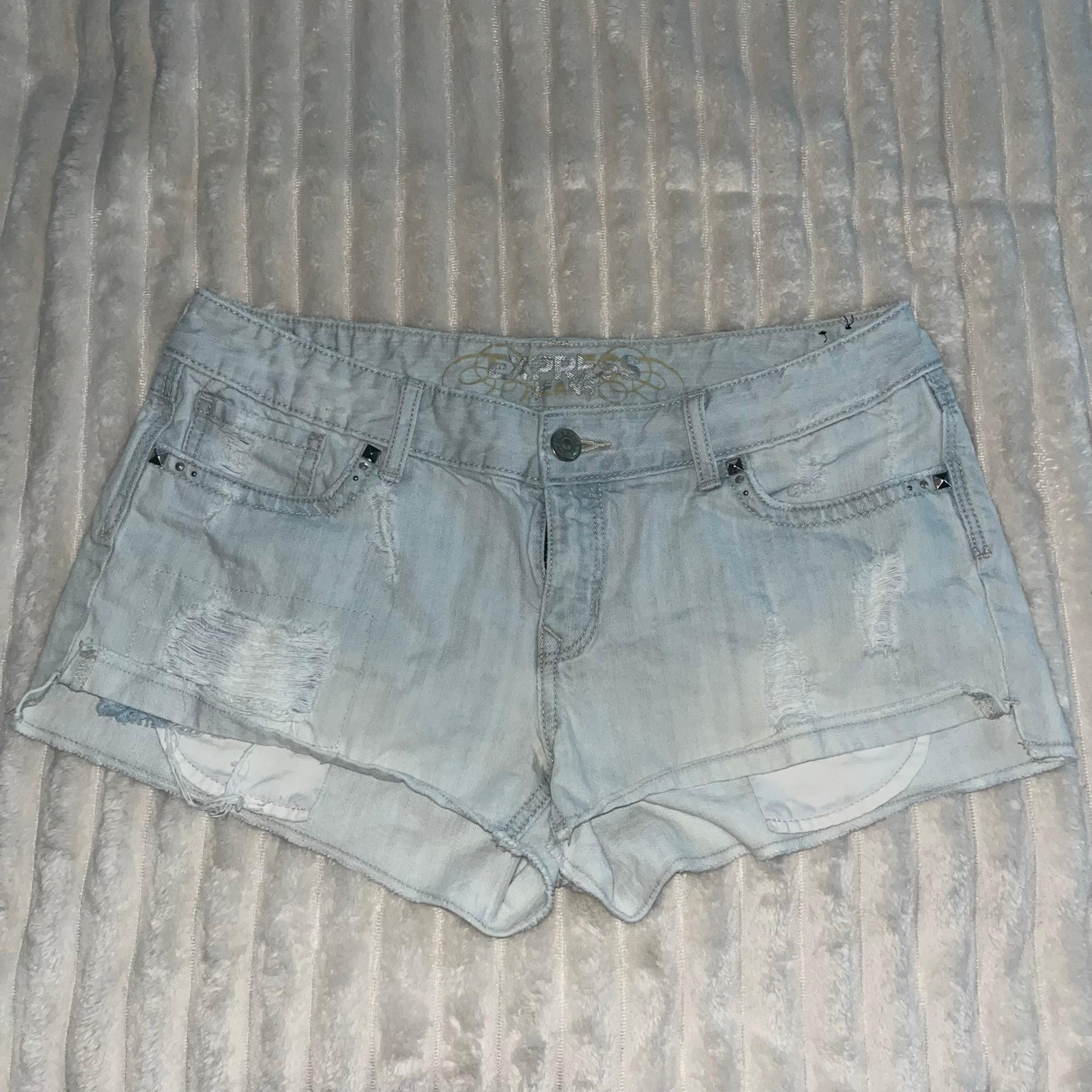 Women’s Express Distressed Jean Shorts w/ Stud Accents • Size 12