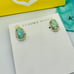 Rare Kendra Scott GOLD TONE AQUA OPAL ELLIE STUD EARRINGS