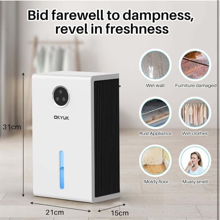 Dehumidifier, 95 oz dehumidifiers for home,1000 sq. ft Dehumidifiers for Bedroom