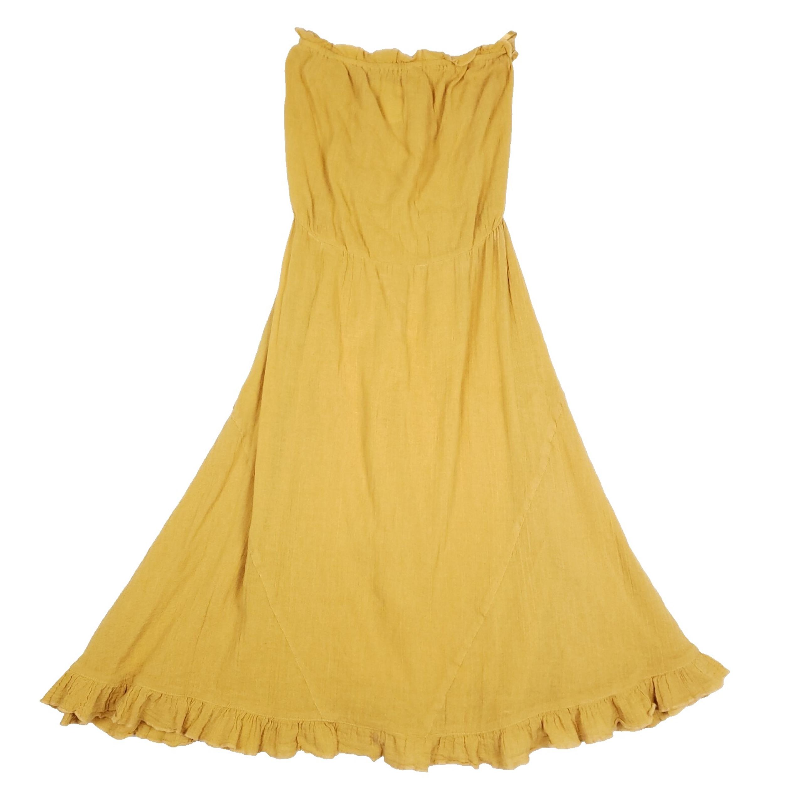 Staring At Stars Mustard Strapless Ruffle Hem Boho Chic Midi Dress Women Medium